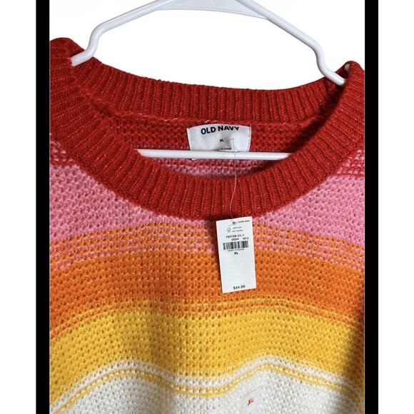 NWT Old Navy Rainbow Stripe Wool Blend Sweater Size XL - Picture 2 of 4